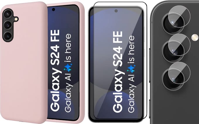 Hoesje geschikt voor Samsung Galaxy S24 FE - Screenprotector Volledig Dekkend Glas & Camera - Mat Back Case Roze