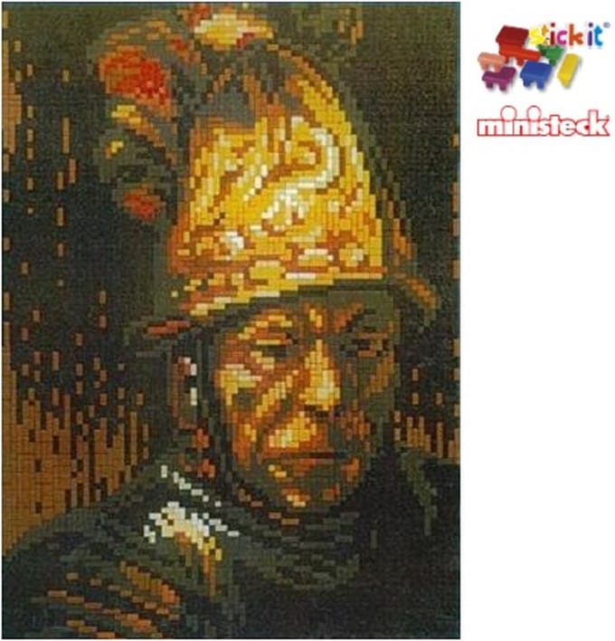 Stickit Man met gouden helm, ca. 5.120 delig, compatibel met Ministeck