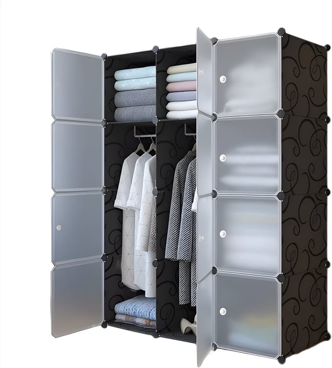 Modulaire Kledingkast 12 Vakken 111x47x147 cm - DIY Opbergsysteem - Variant B