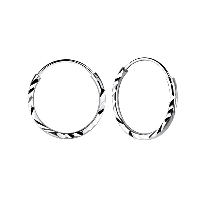 Joy|S - Zilveren oorringen 16 mm - diamond cut