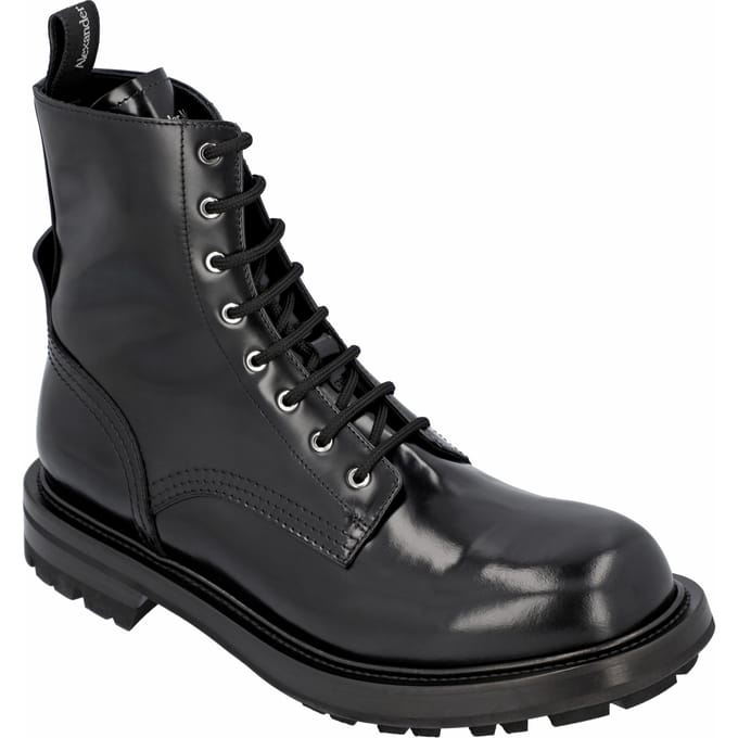 Alexander McQueen Gladde leren gevechtslaarzen