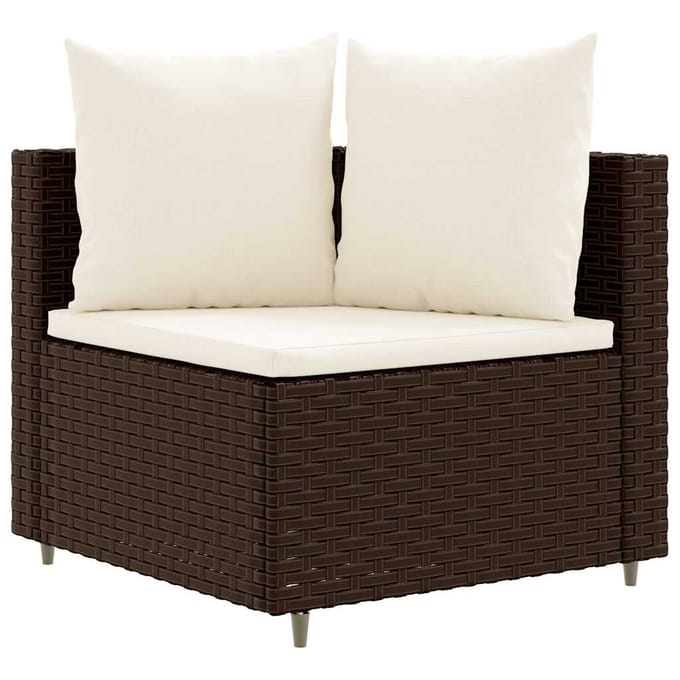 vidaXL - 3-delige - Loungeset - met - kussens - poly - rattan - bruin
