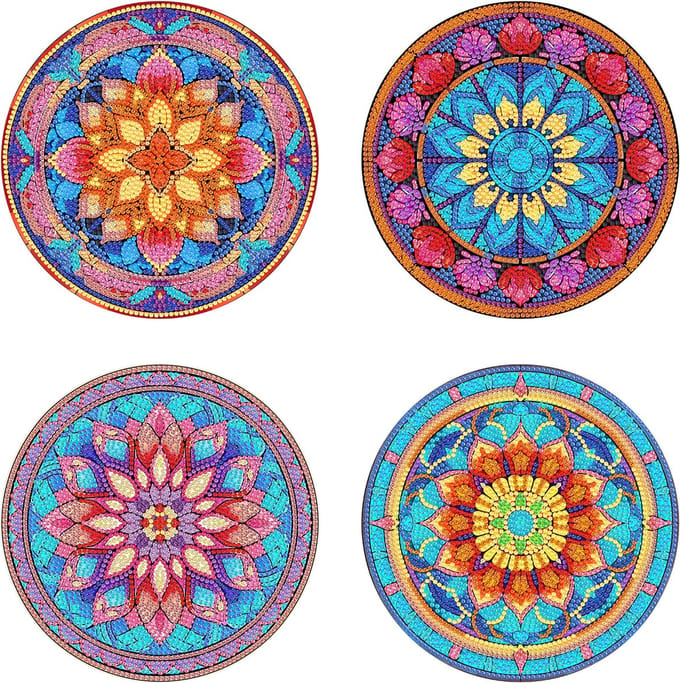 XL onderzetters - 01 - Mandala - set van 4 - Diamond painting - compleet pakket - Diamond painting by Wietske