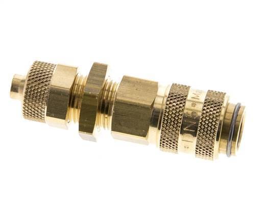 Messing DN 5 Luchtkoppeling Snelkoppeling 6x8 mm Push-On Schotkoppeling Double Shut-Off - CLS5-NB-B-SV-6
