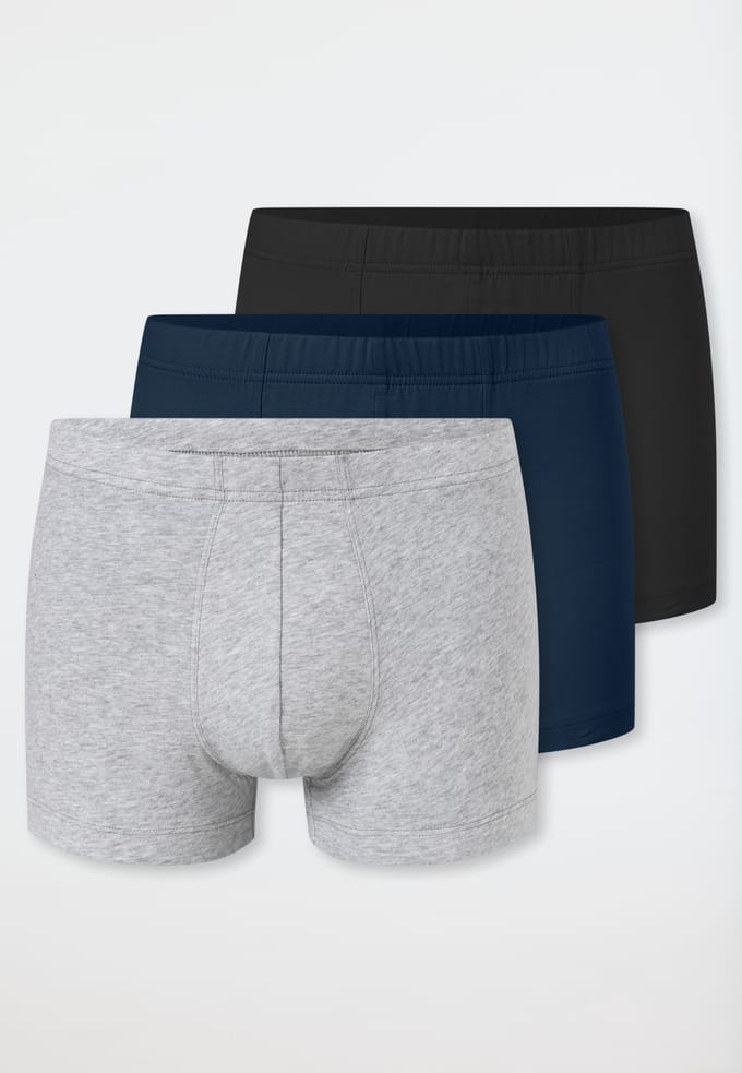 SCHIESSER 95/5 Essentials 3 PACK Shorts - Heren Onderbroek - zwart blauw grijs