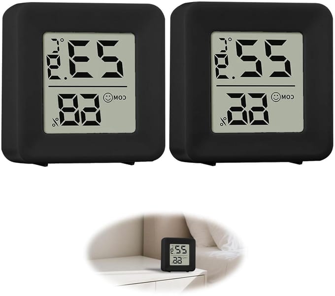 Digitale Hygrometer - Mini Thermometer - Klimaat Bewaken - Dubbel Display - 2 Stuks - Zwart