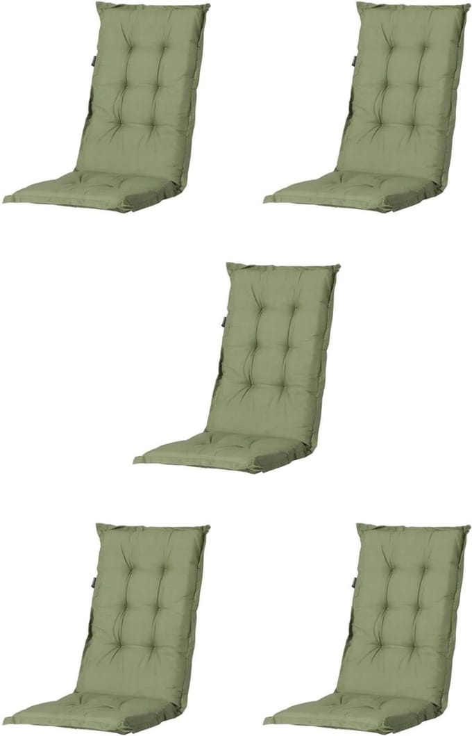 Madison - Tuinkussen - Universeel - Lage Rug - 5 st. - Basic Green - 105x50cm - Groen - Tuinstoelkussens - Standenstoel