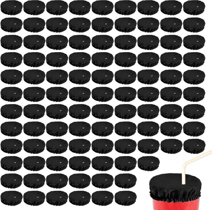 Dailygoods- Drankhoezen 100 Stuks - Wasbare Polyester - Zwarte