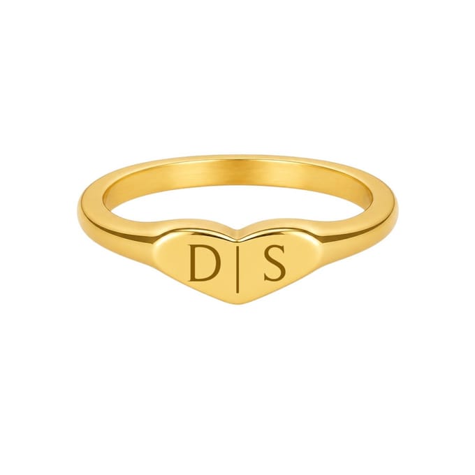 Ring Hart met 2 Initialen Goud, USA 6 / NL 16.5 (52mm)