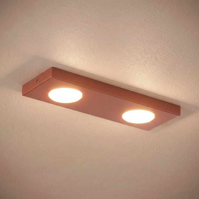 SIGMA Plafondlamp Hero, rood, 2-lamps, 35 x 12 cm, metaal, GX53