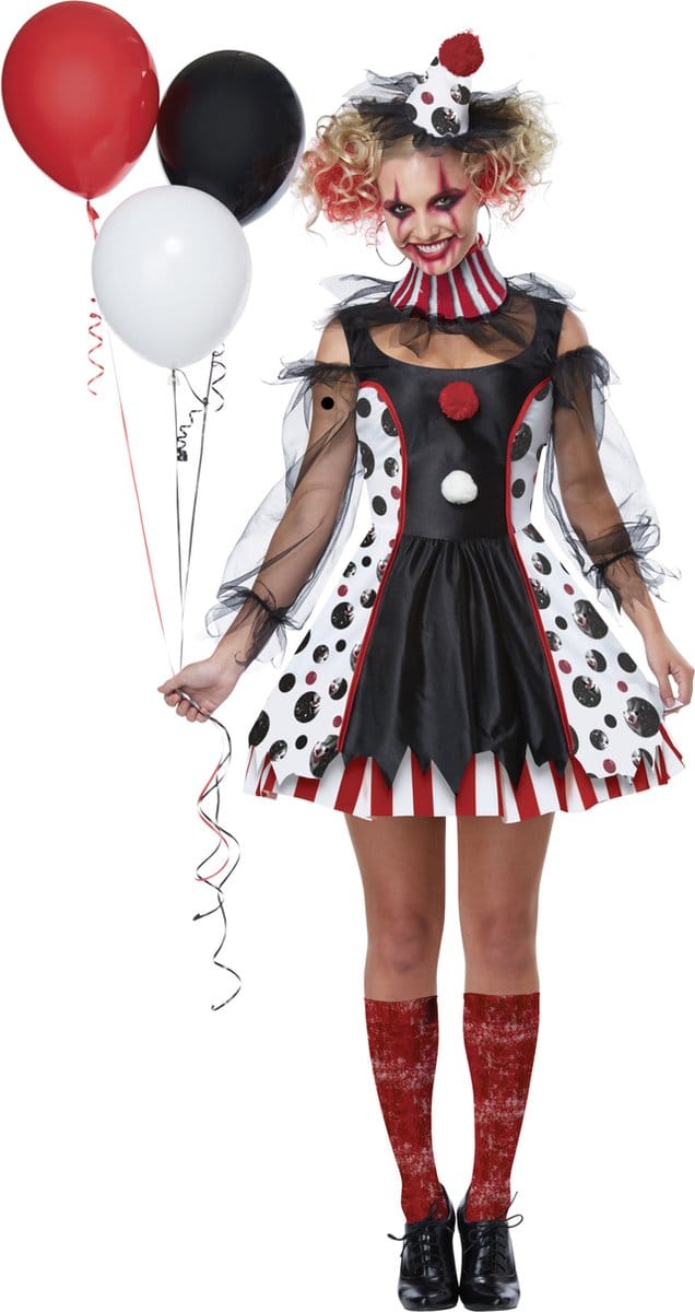 Vegaoo - Psycho clown outfit met stippen voor dames