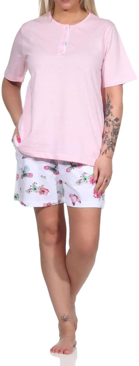 Normann dames pyjama shorty met korte mouwen en capri pyjamabroek in Floral Allover Print
