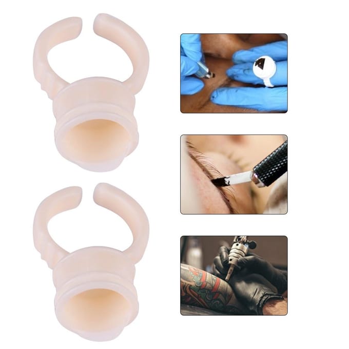 100 stuks Siliconen Semi-permanente Tattoo Inkt Ring Cup voor Pigmenthouder L blue