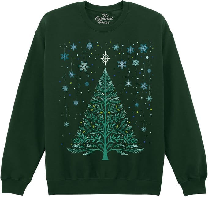 Kerstboom Christmas Night Snowy Tree The Coloured House Sweater L