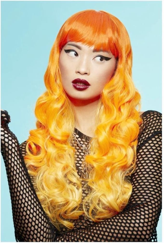 Manic Panic - Psychedelic Sunrise Siren Pruik - Oranje