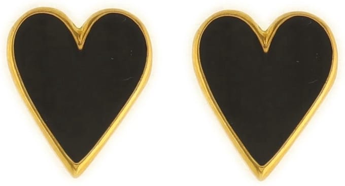 Behave - Dames oorbellen - Goudkleur zwart - Hartvorm - Statement chic