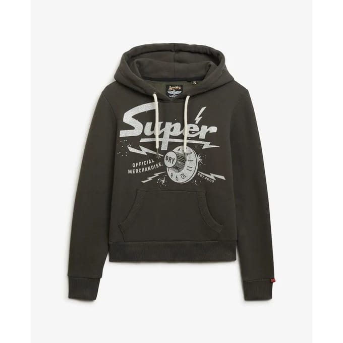 Superdry Band Merch Hoodie Black Grootte: 44