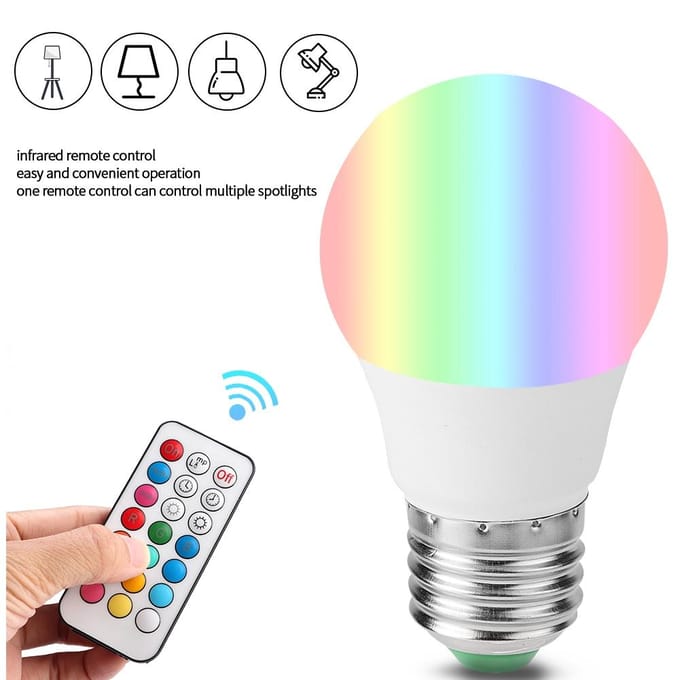 LED E27 3W RGB 16-kleuren lamp met afstandsbediening Gang Kelder Bar Lamp AC85-265V white