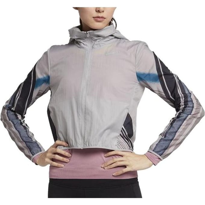 Nike Kleurblok Capuchon Sportjas Dames jassen Grijs AT3095-059 XL gray