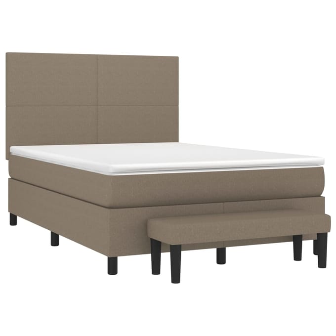 vidaXL - Boxspring - met - matras - stof - taupe - 140x190 - cm