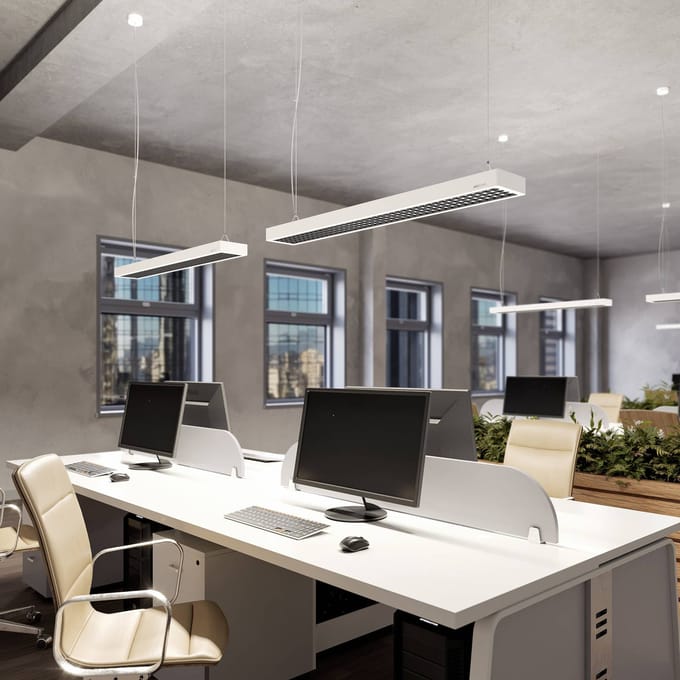Arcchio Susi LED kantoor hanglamp, wit, 120 cm, 4.000K, DALI