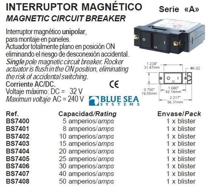 Magnetische stroomonderbreker Serie Flat Rocker SC1 (5Amp) (BS7400)