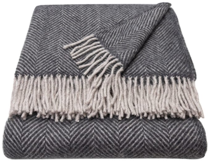 WOOOL Luxury Plaid - STELLA (Charcoal) - 150x183cm - 100% Wol