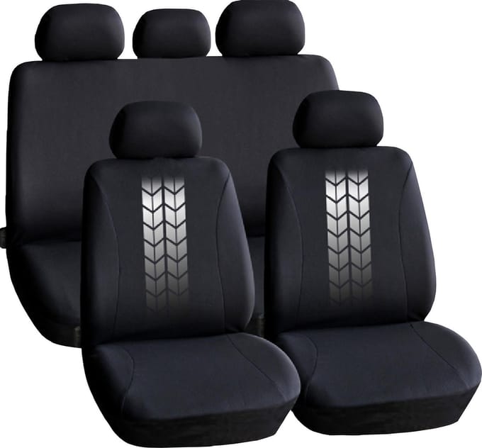 CargUard Universele stoelhoezen auto - complete set - zwart/grijs - 600 gram