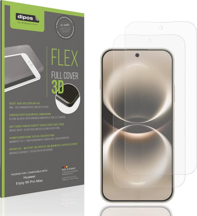 dipos FLEX – 2x Matte Screenprotector geschikt voor Huawei Enjoy 90 Pro Max | Volledige Schermbescherming | Case-Friendly