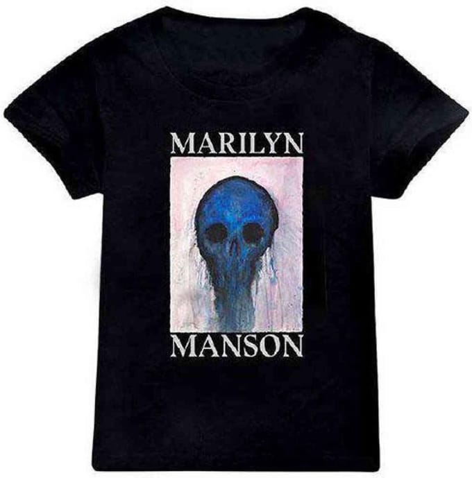 Marilyn Manson - Halloween Painted Hollywood Kinder T-shirt - Kids tm 12 jaar - Zwart