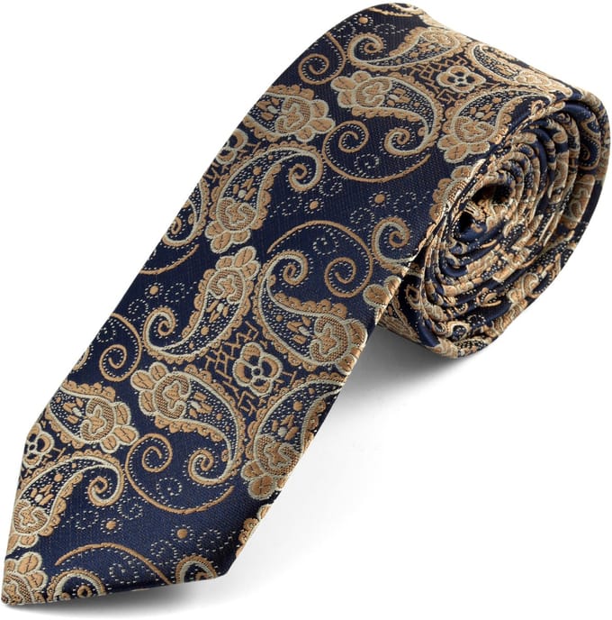 Blauwe Paisley Stropdas