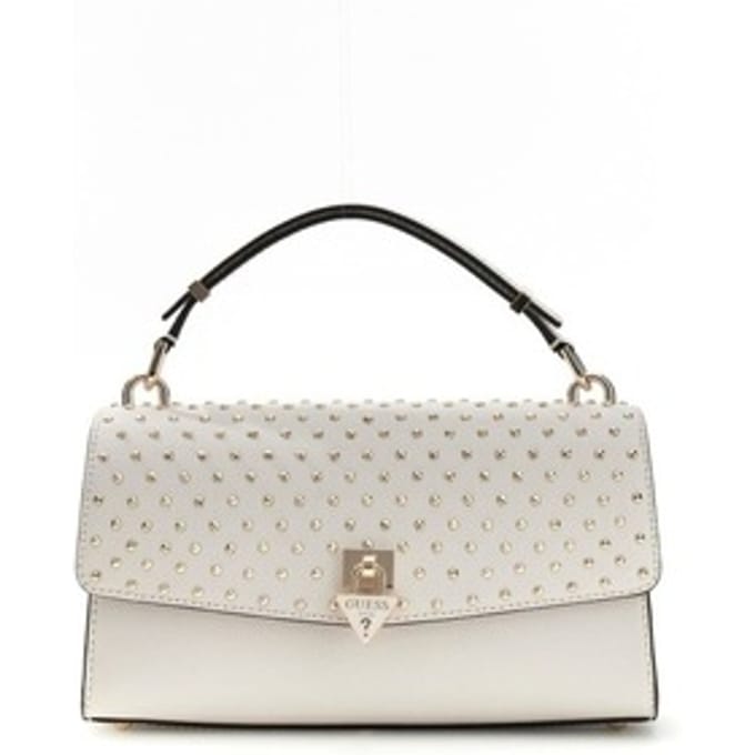 GUESS schoudertas handtas Patsie Top Handle Flap Bag Cream White crème