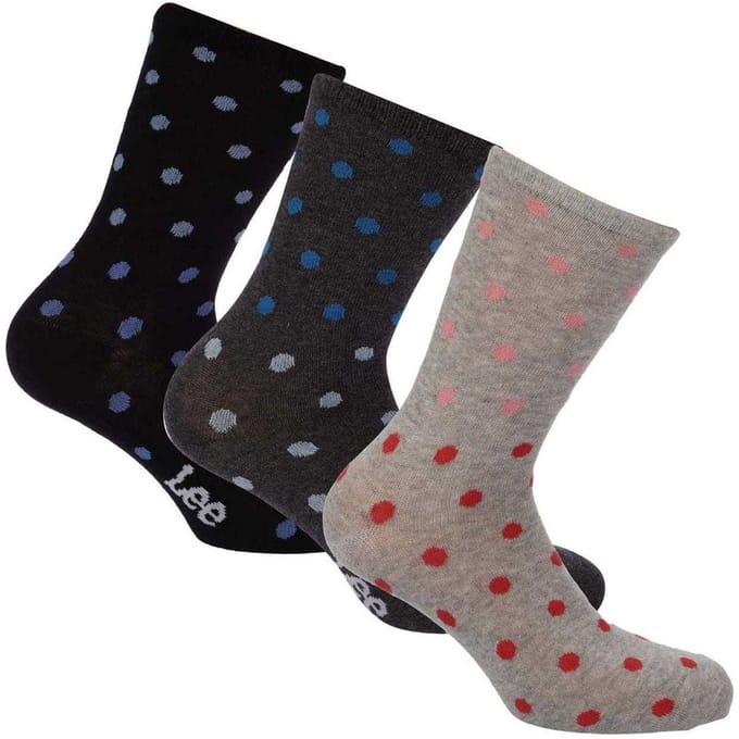 Lee Enkelsokken met stippen voor dames (set van 3) (Grijs)