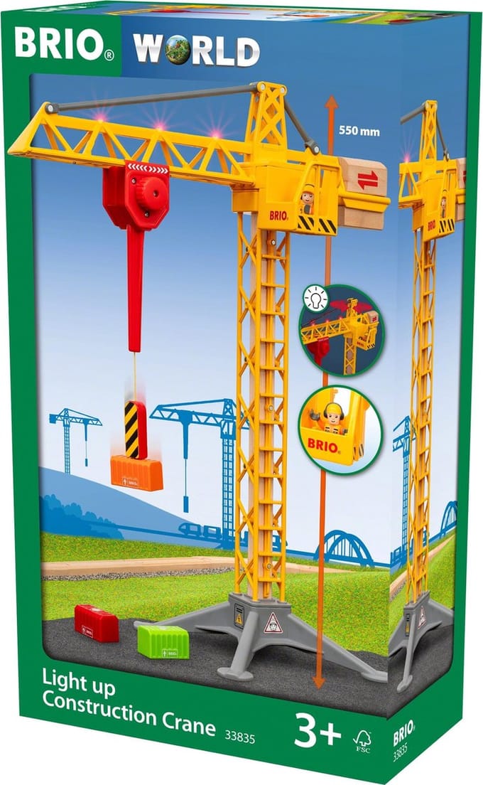 BRIO Light Up-Bouwkraan - Houten speelgoed voor 3+ jaar - 33835