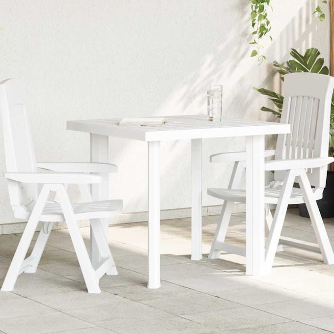 vidaXL - Tuintafel - 80x75x72 - cm - kunststof - wit