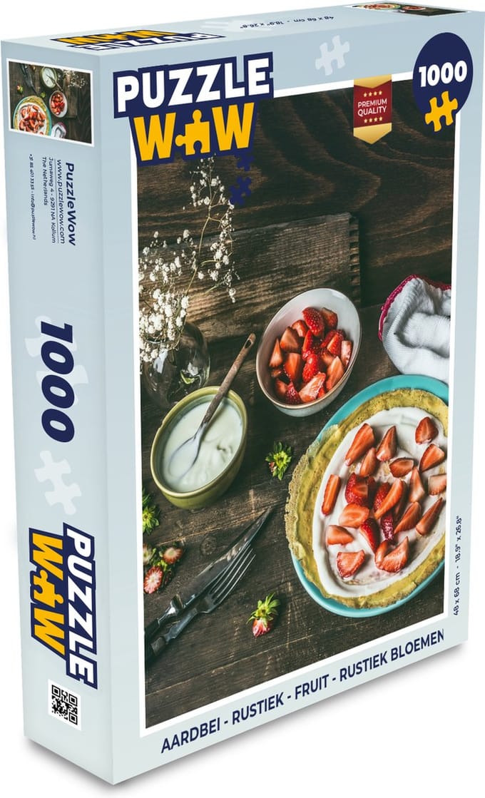 Puzzel Aardbei - Rustiek - Fruit - Rustiek Bloemen - Legpuzzel - Puzzel 1000 stukjes volwassenen