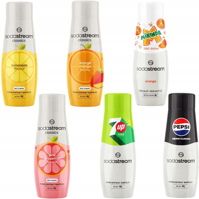 SODASTREAM SIROOP PEPSI MAX, 7UP FREE, MIRINDA ZERO, MANGO, GRAPEFRUIT, CITROEN