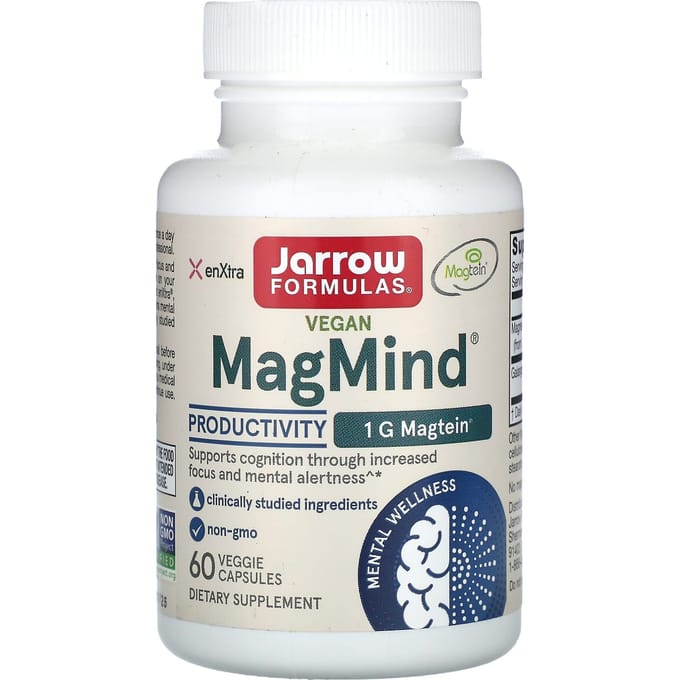 Jarrow Formulas, Vegan MagMind, Productivité, 60 Gélules Végétales