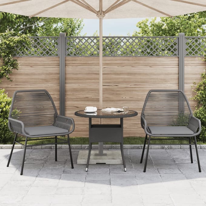 vidaXL - Tuinstoelen - 2 - st - met - kussens - poly - rattan - grijs