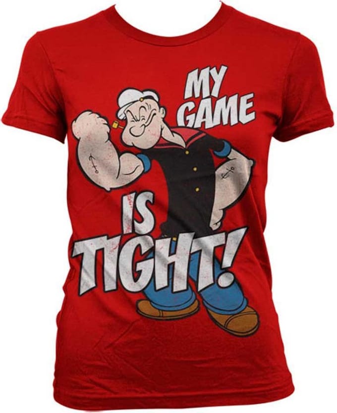Popeye Dames Tshirt -S- Game Is Tight Rood