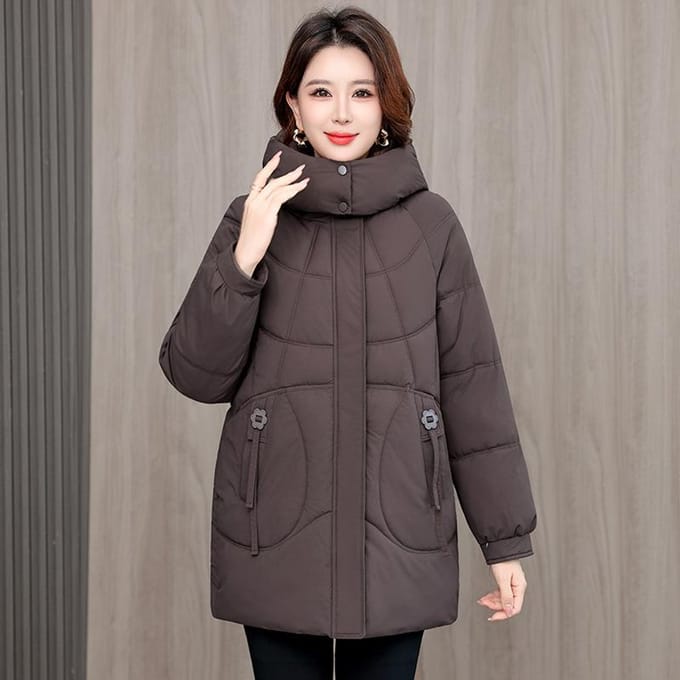 Dames Winter Plus Mid Down Parka Afneembare Capuchon Oversized 5XL