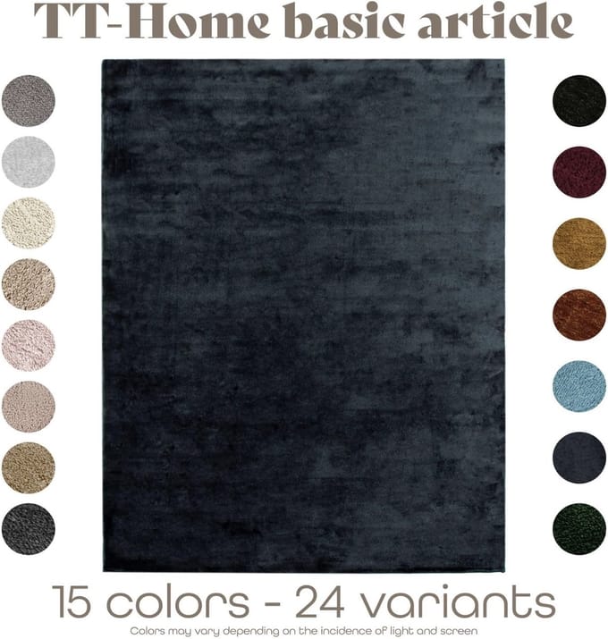 Vloerkleed Woonkamer Laagpolig Eenkleurig Modern Design Wasbaar Geel Gold, Kleur: Blauw Marine, Maat:60x100 cm