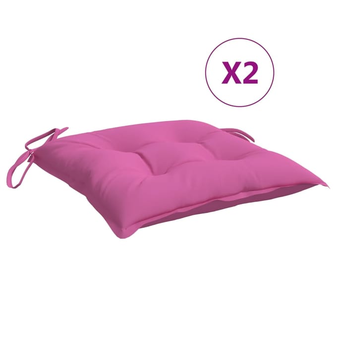 vidaXL - Stoelkussens - 2 - st - 40x40x7 - cm - stof - roze