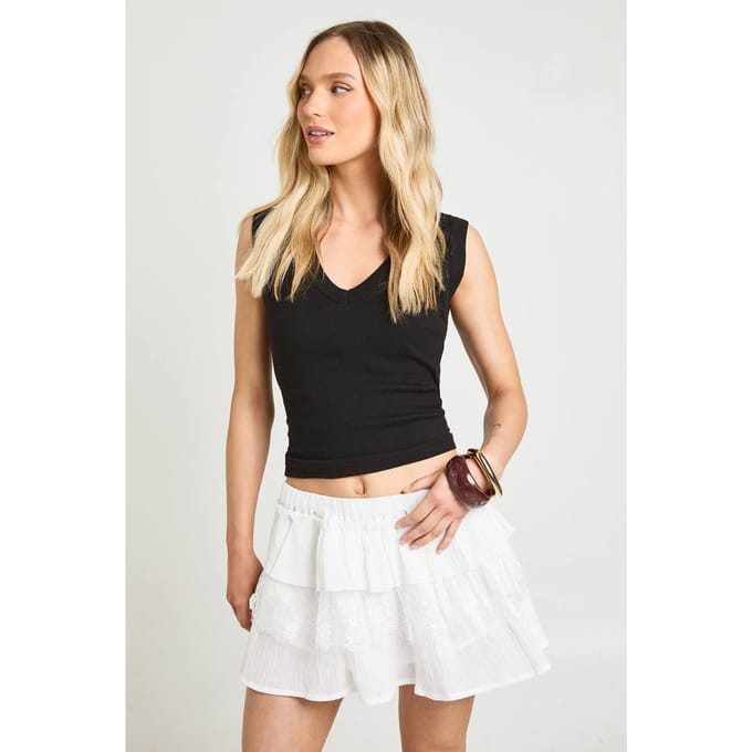 boohoo Dames Petite Gelaagde Mini Rok Met Ruches | Wit | Maat: 40