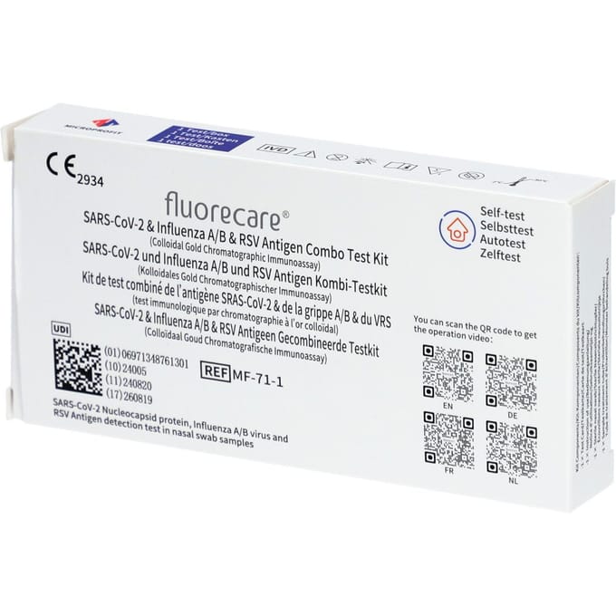 Fluorecare COMBO TEST - SARS Cov-2 - Influenza A/B - RSV Antigen Test Kit - 1 set