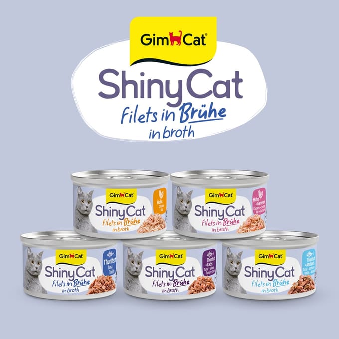 24 x 70 g - GimCat ShinyCat Filets in broth kip + garnalen