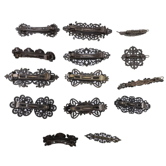 14 stuks Vintage Haarspelden Brons Bloem Haarclips Legering Haaraccessoires Voor Bruiloften Feesten gray