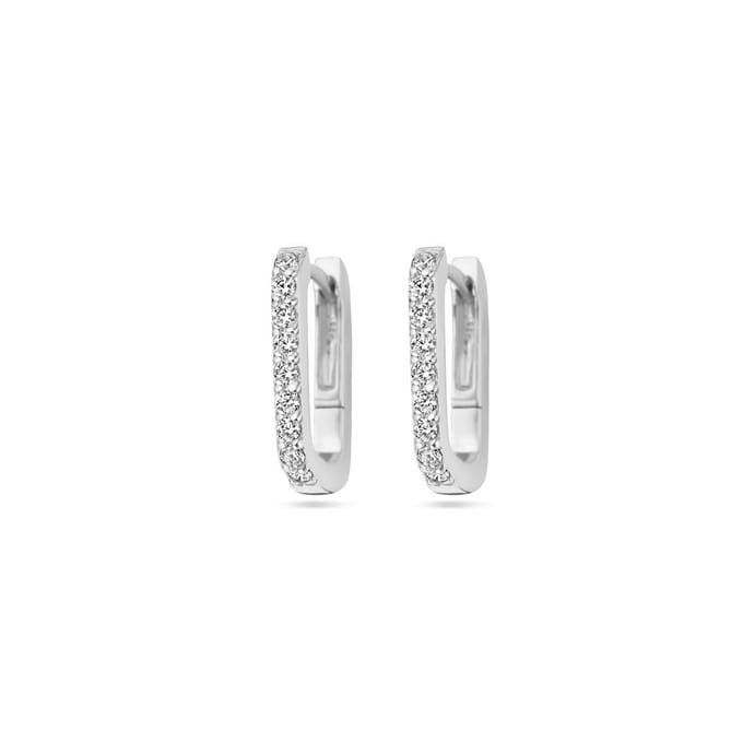 Zilver Gerhodineerd Klapoorringen Zirkonia 1338314