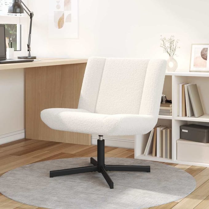 vidaXL - Draaistoel - Crème - 63 - x - 75 - x - 76 - cm - Schapenvacht
