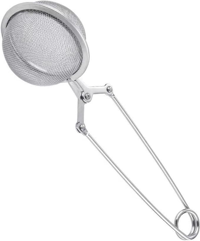 Theezeef met Knijper Thee Filter RVS Thee Ei - Theefilter voor Losse Thee - Zilver